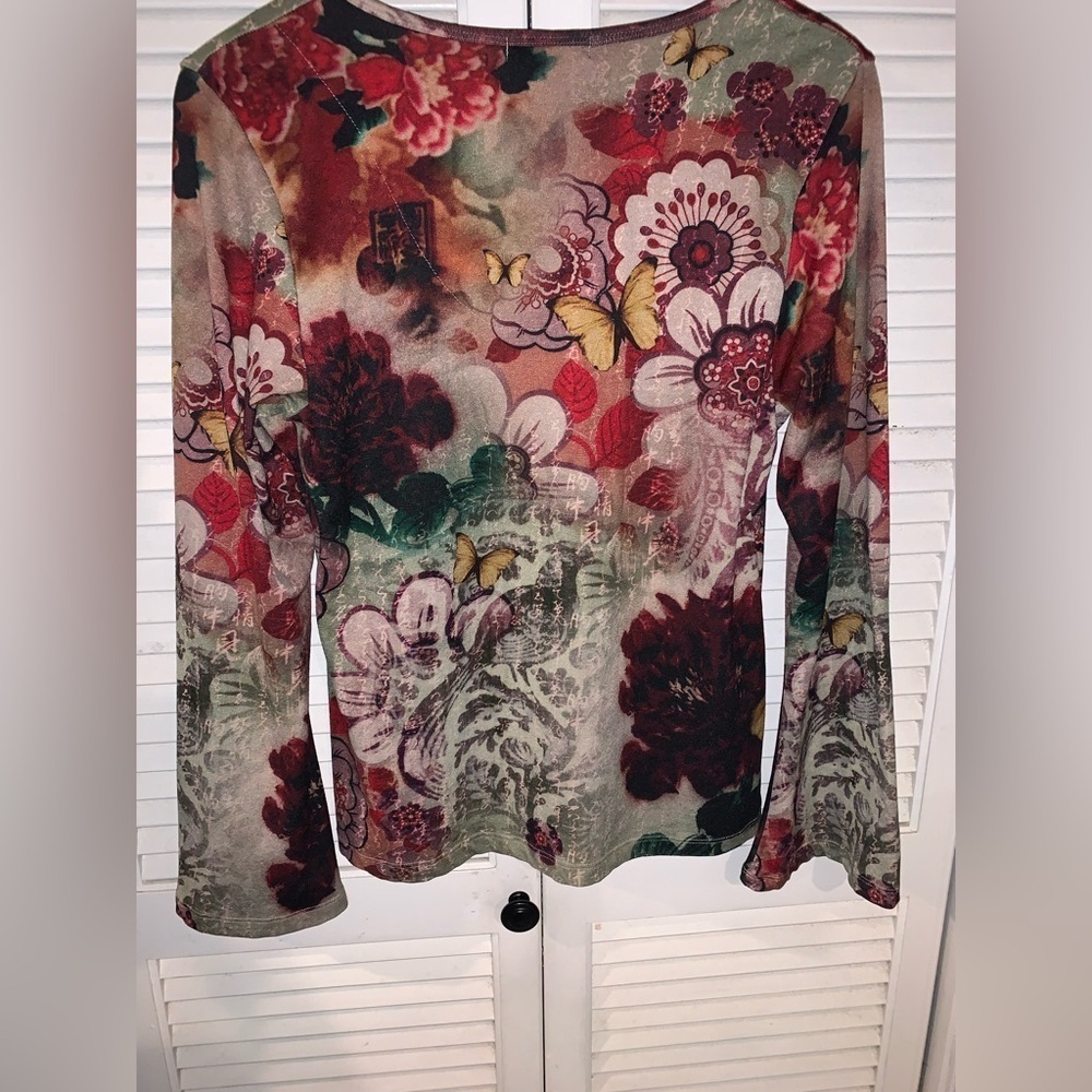 Vintage Floral Long Bell Sleeve Blouse Made in USA - Picture 5 of 5